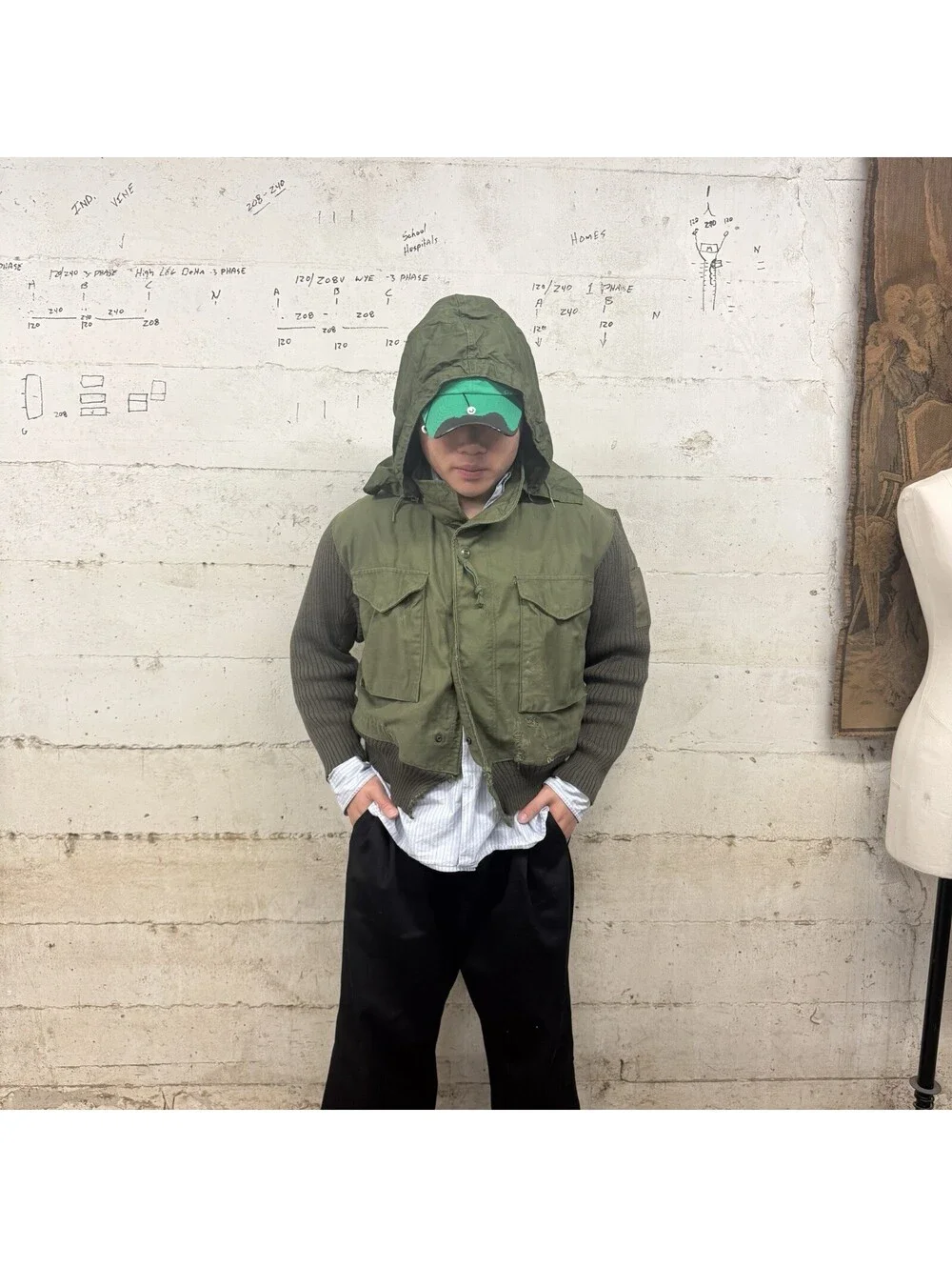 VTG OG107 Jacket Size L Knit Green Gorpcore Distressed 1972